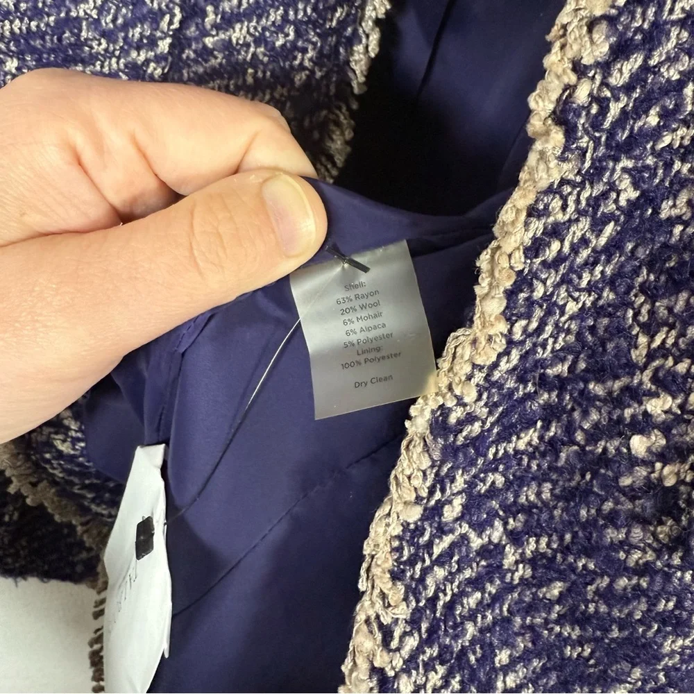 NWT Talbots Tweed Open Front Wool/Mohair/Alpaca in Purple Size 4